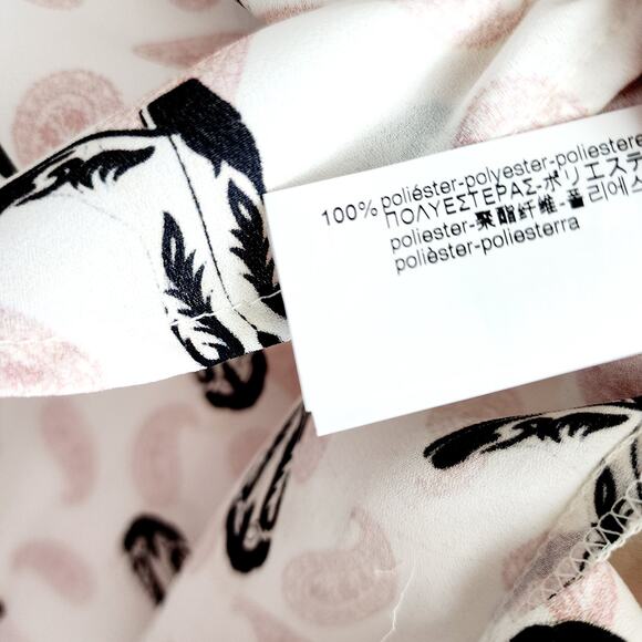 Zara Cream Beige & Pink Button Up Shirt Paisley & Boot Cowgirl Print Top Medium - Picture 5 of 7